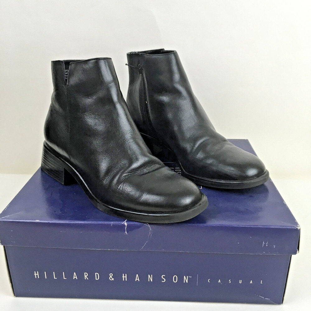 Boots Hillard & Hanson 5 1/2womens ankle boots black Zippered leather  w/box